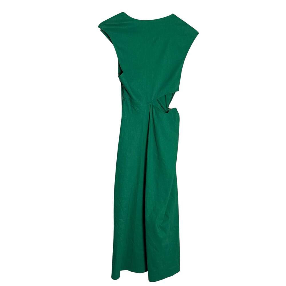 A.L.C. Beale Solid Green Cap Sleeve Asymmetric Linen Blend Midi Dress Size 0 - Picture 10 of 11